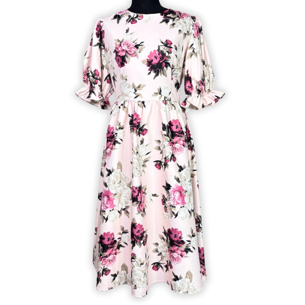 Jessakae Pink Floral Midi Dress Size‎ Large